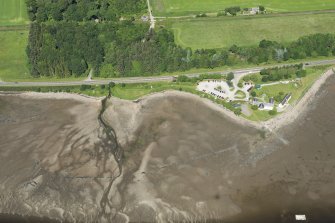 Oblique aerial view of the fish traps, looking NW.