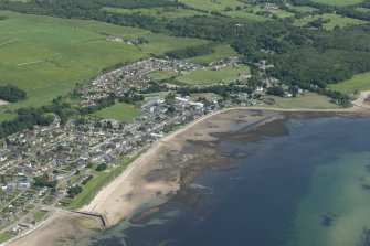 Oblique aerial view of Golspie, looking N.