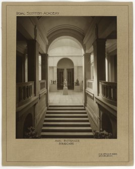 Interior view of the Royal Scottish Academy, Edinburgh, showing  main entrance staircase.