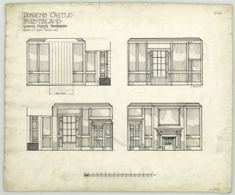 Elevations of wood panelling in Queen Mary's bedroom at Rossend Castle, Burntisland.