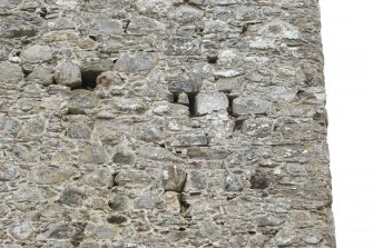 Invermark Castle. Detail of various openings on north face