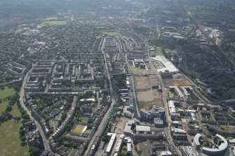 General oblique aerial view of the Union Canal and the   Fountainbridge and Viewforth areas of Edinburgh, looking WSW.