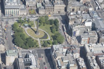 Oblique aerial view of St Andrew Square, 8 St Andrew Square and 21 South St David Street, looking ENE.