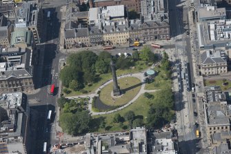 Oblique aerial view of St Andrew Square, looking NW.