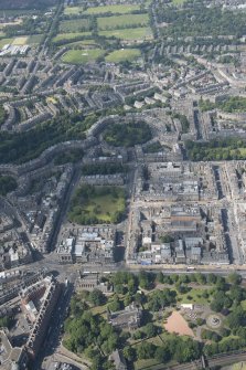 Oblique aerial view of Charlotte Square, South Charlotte Street and the New Town, looking NNW.