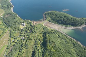 Oblique aerial view of the fish trap, looking NE.