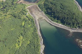 Oblique aerial view of the fish trap and the jetty, looking N.