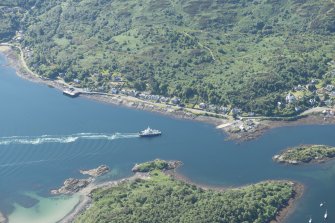 Oblique aerial view of Tarbert, looking SW.