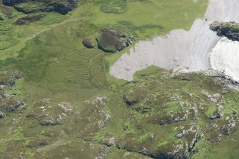 Oblique aerial view of Port na Curaich, Iona, looking SSE.