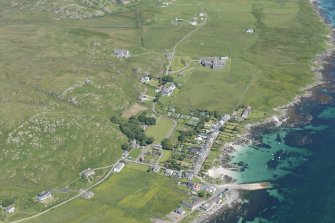 Oblique aerial view of Baile Mor, Iona, looking NNW.