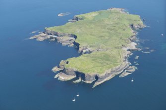 General oblique aerial view of Staffa, looking N.