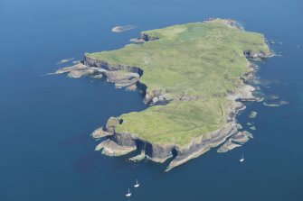 General oblique aerial view of Staffa, looking N.