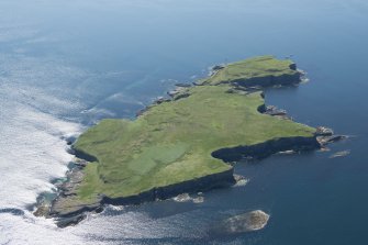 General oblique aerial view of Staffa, looking SE.