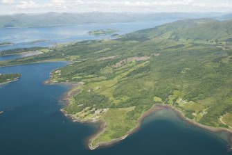 General oblique aerial view of Portnacroish, Loch Linnhe, looking NNW.