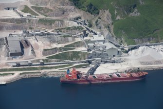 Oblique aerial view of Glensanda Quarry, looking NW.