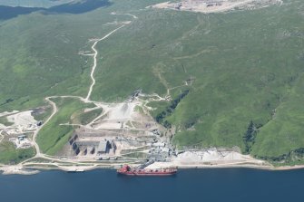 Oblique aerial view of Glensanda Quarry, looking NW.