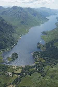 General oblique aerial view of Glenfinnan, Loch Shiel, looking SW.