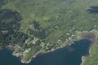 Oblique aerial view of Salen, looking NW.