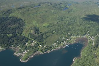 Oblique aerial view of Salen, looking NW.