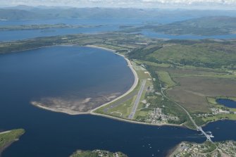 Oblique aerial view of Connel Airfield, looking N.