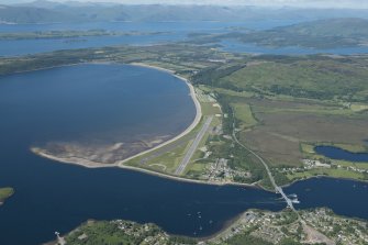 Oblique aerial view of Connel Airfield, looking NNW.