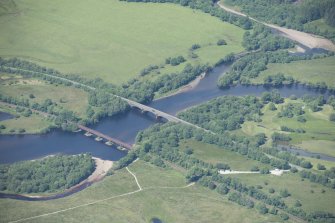 Oblique aerial view of Strath of Orchy, looking N.