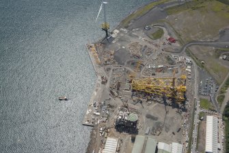 Oblique aerial view of the construction site at the Fife Energy Park, looking SSW.