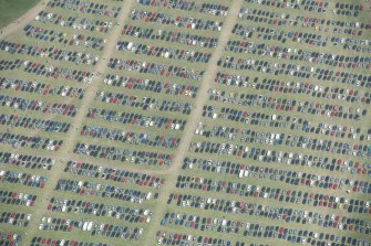 Oblique aerial view of car parking at T in the Park.