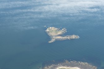 General oblique aerial view of Fidra Island, looking N.