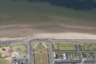Oblique aerial view of bathers on Ayr Esplanade, looking WNW.