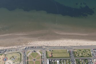 Oblique aerial view of bathers on Ayr Esplanade, looking WNW.