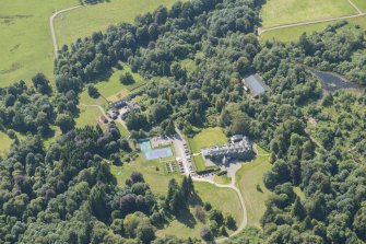 Oblique aerial view of Cromlix House, looking WSW.
