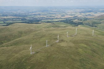 General oblique aerial view of the W end of Green Knowes Wind Farm, looking NNW.