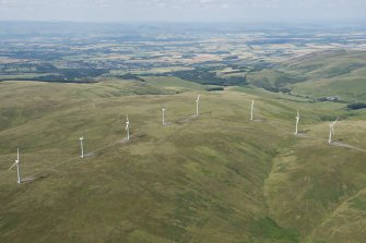 General oblique aerial view of the W end of Green Knowes Wind Farm, looking NNW.