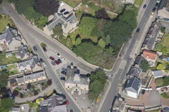 Oblique aerial view of Kintore Town House, looking NW.