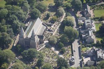 Oblique aerial view of St Machar's Cathdral and churchyard, looking ENE.