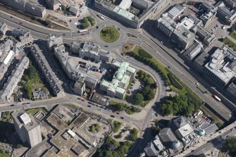 Oblique aerial view of Aberdeen Royal Infirmary, looking NE.