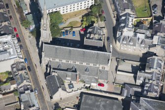 Oblique aerial view of St Mary's Roman Catholic Cathedral, looking NW.