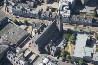 Oblique aerial view of St Mary's Roman Catholic Cathedral, looking SW.