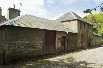 Exterior. General view of north east facing elevation of courtyard block taken from the east.
