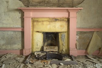 South east range, ground floor,  Dining Room central room, detail of fireplace