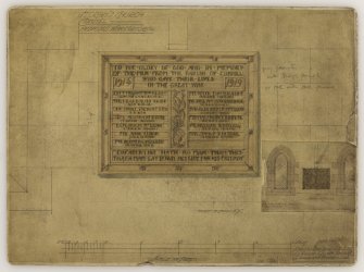 War Memorial panel.
Mounted elevation showing position for memorial panel.