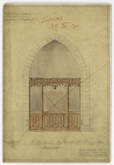 Mounted perspective sketches of screen and memorial screen.