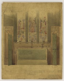 Mounted perspective sketches of screen and memorial screen, Holy Trinity Episcopal Church, Stirling.