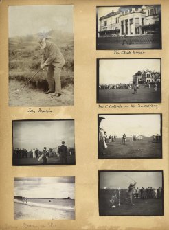 Seven photographs showing golfers in St Andrews, including Tom Morris.