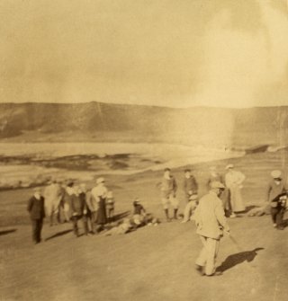 View of players at the 10th hole at Elie golf course.