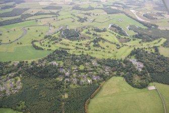 Oblique aerial view of Buchanan Castle Golf Course, looking SSW.