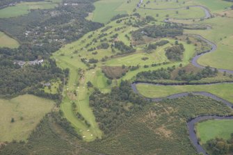 Oblique aerial view of Buchanan Castle Golf Course, looking E.