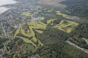 Oblique aerial view of Cowal Golf Course, looking SW.