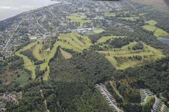 Oblique aerial view of Cowal Golf Course, looking SSW.